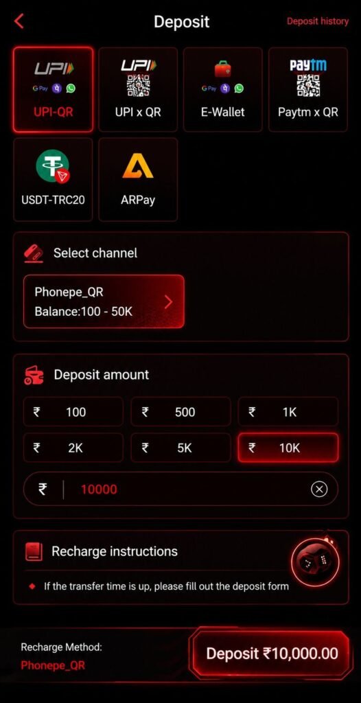 Raxiwin Deposit Screenshot
