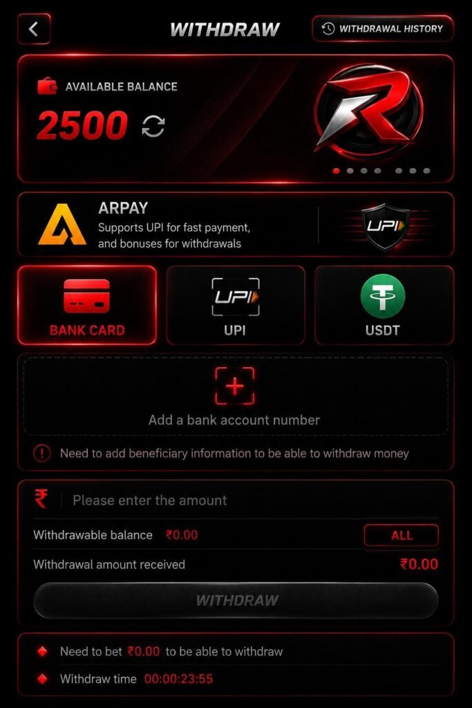 Raxiwin Withdrawal Screenshot